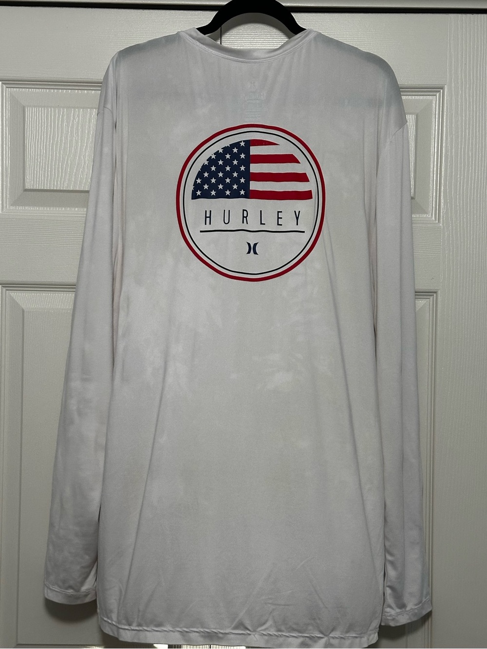 Hurley Graphic Logo Oversized Rash Guard Long Sleeve Shirt Size Large in White